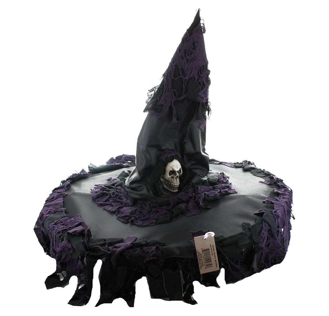 Witch Adult Costume Hat: Black with Purple Trim