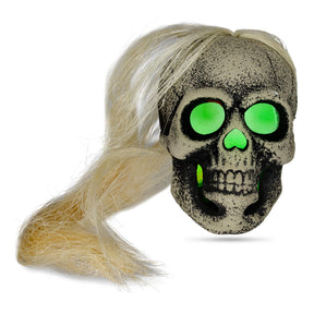 Led White Skull With Hair Scary Halloween Costume Mask Prop
