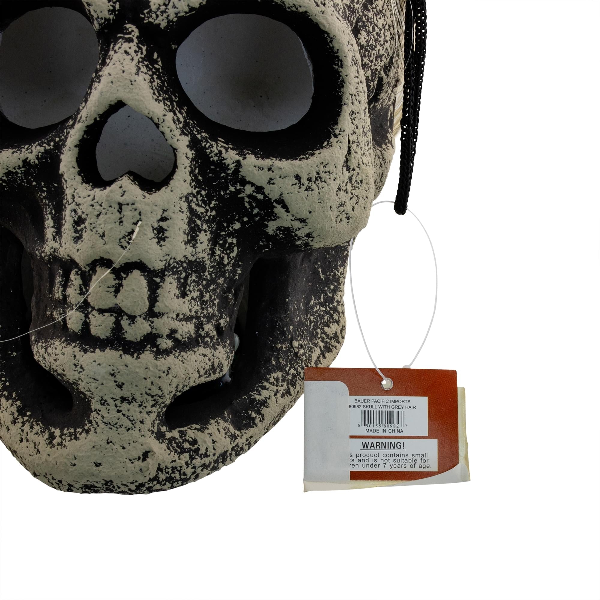 Led White Skull With Hair Scary Halloween Costume Mask Prop