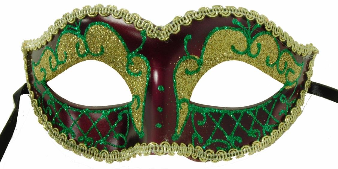 Envy Petite Mardi Gras Costume Mask Green w/Purple