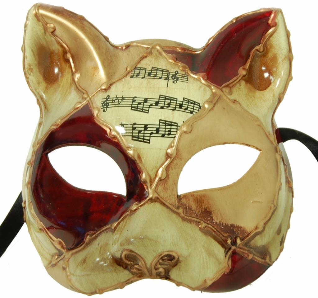 Italia Cat Costume Mask Red/Gold