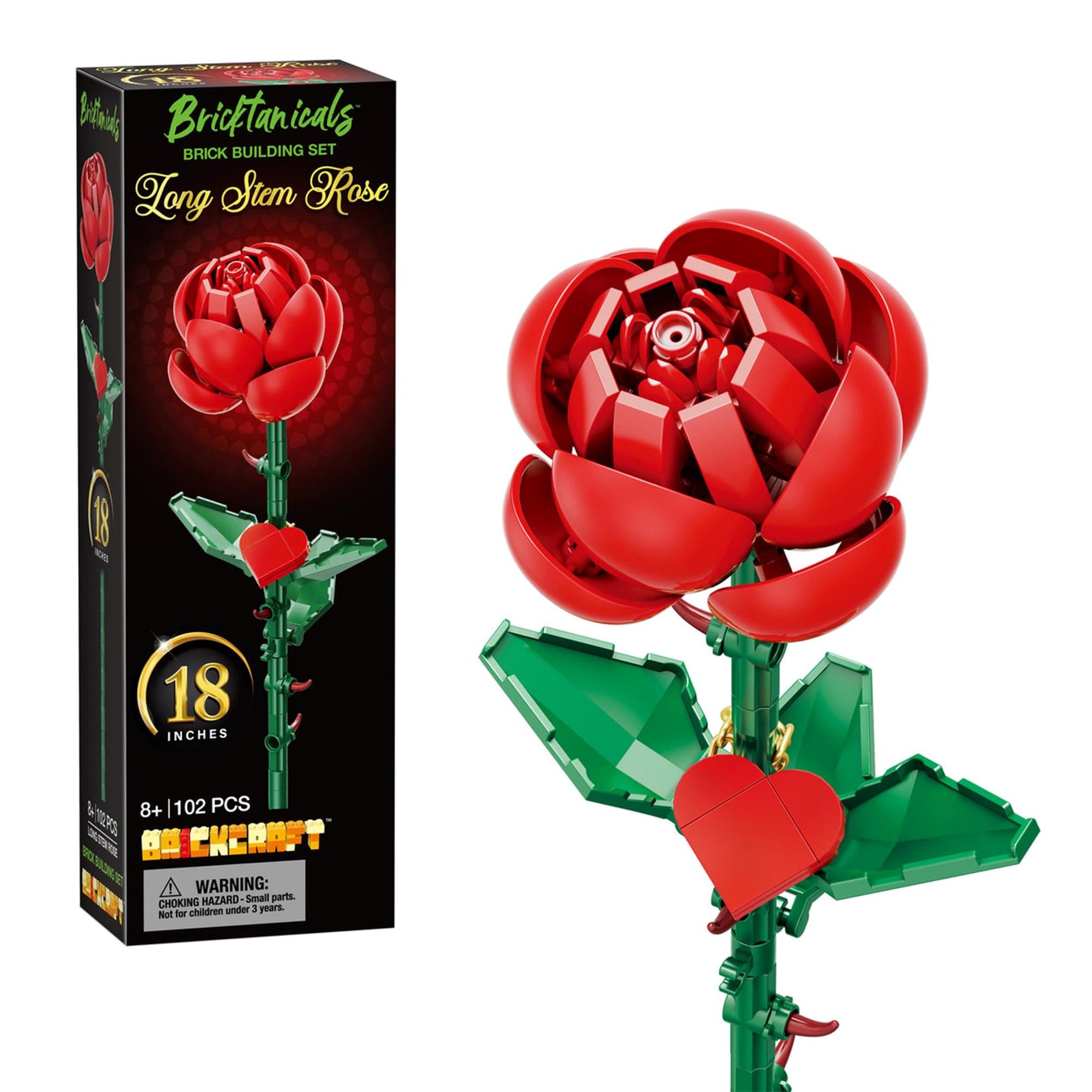 Bricktanicals Long Stem Red Rose 102 Pieces Building Set
