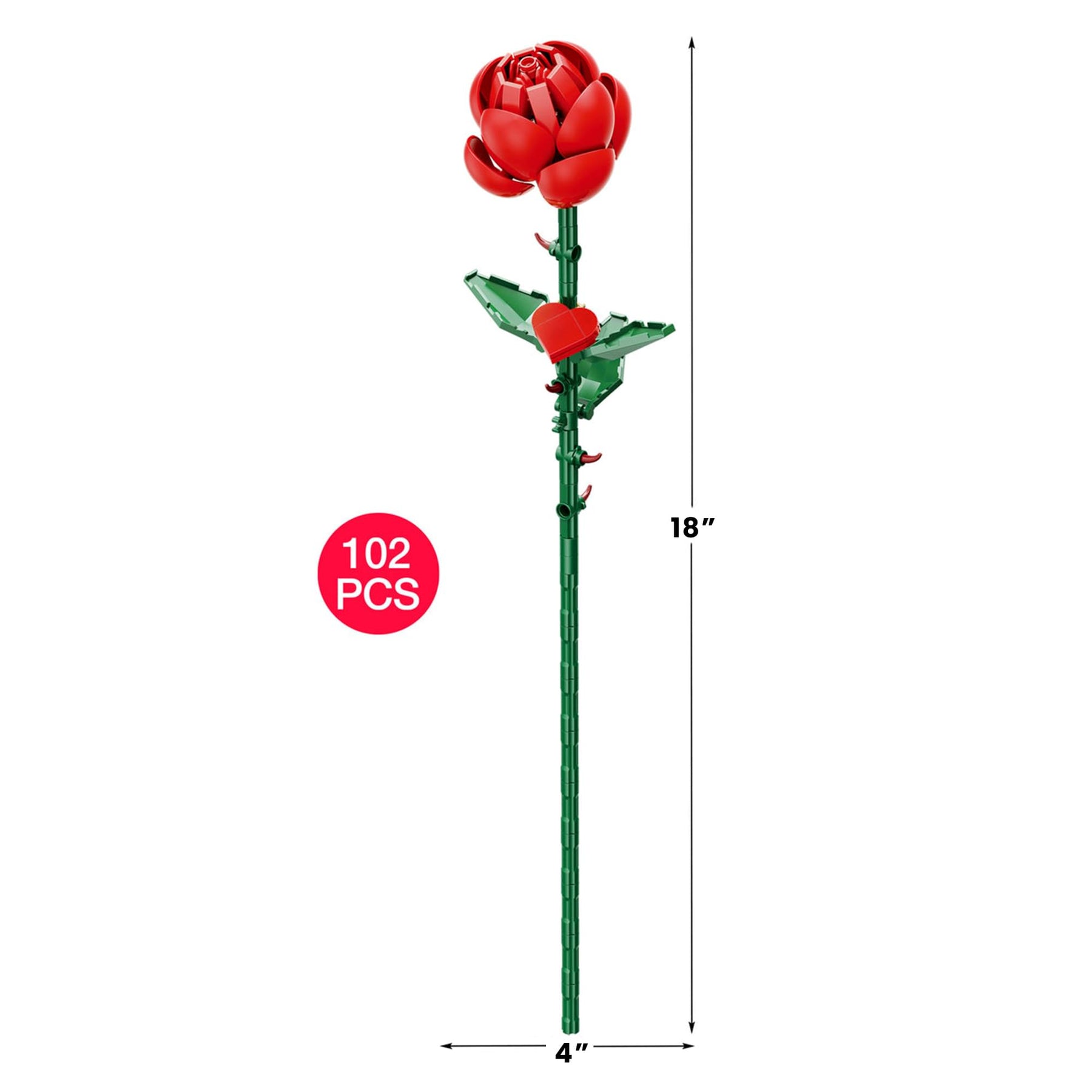 Bricktanicals Long Stem Red Rose 102 Pieces Building Set