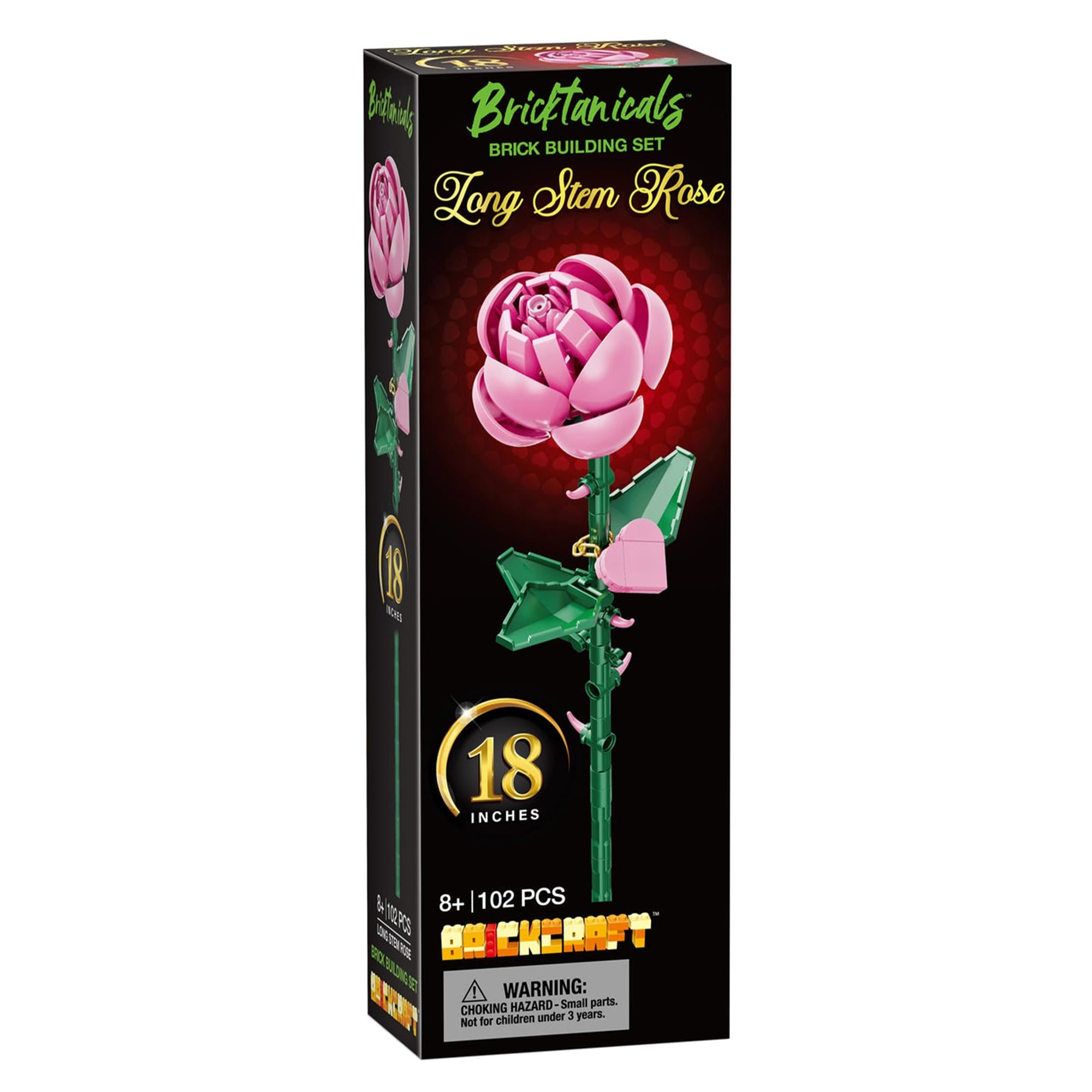 Bricktanicals Long Stem Pink Rose 102 Pieces Building Set