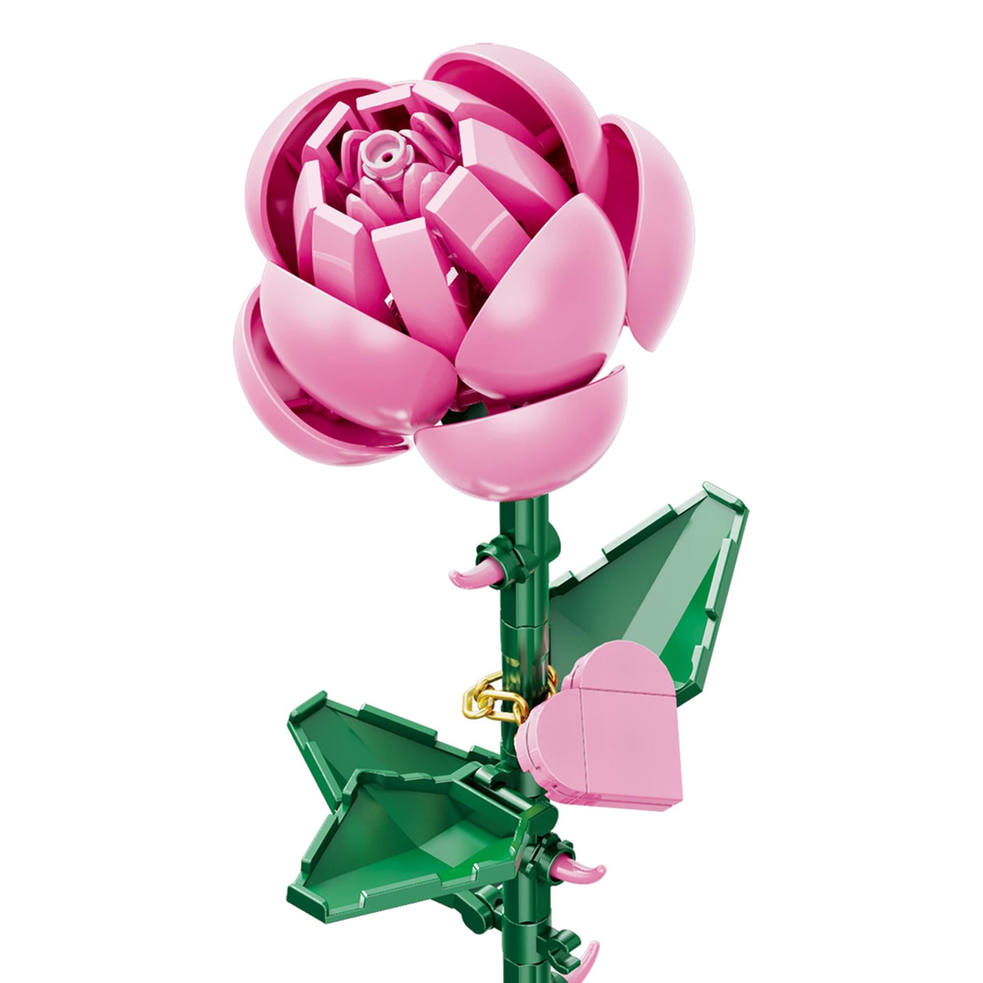 Bricktanicals Long Stem Pink Rose 102 Pieces Building Set