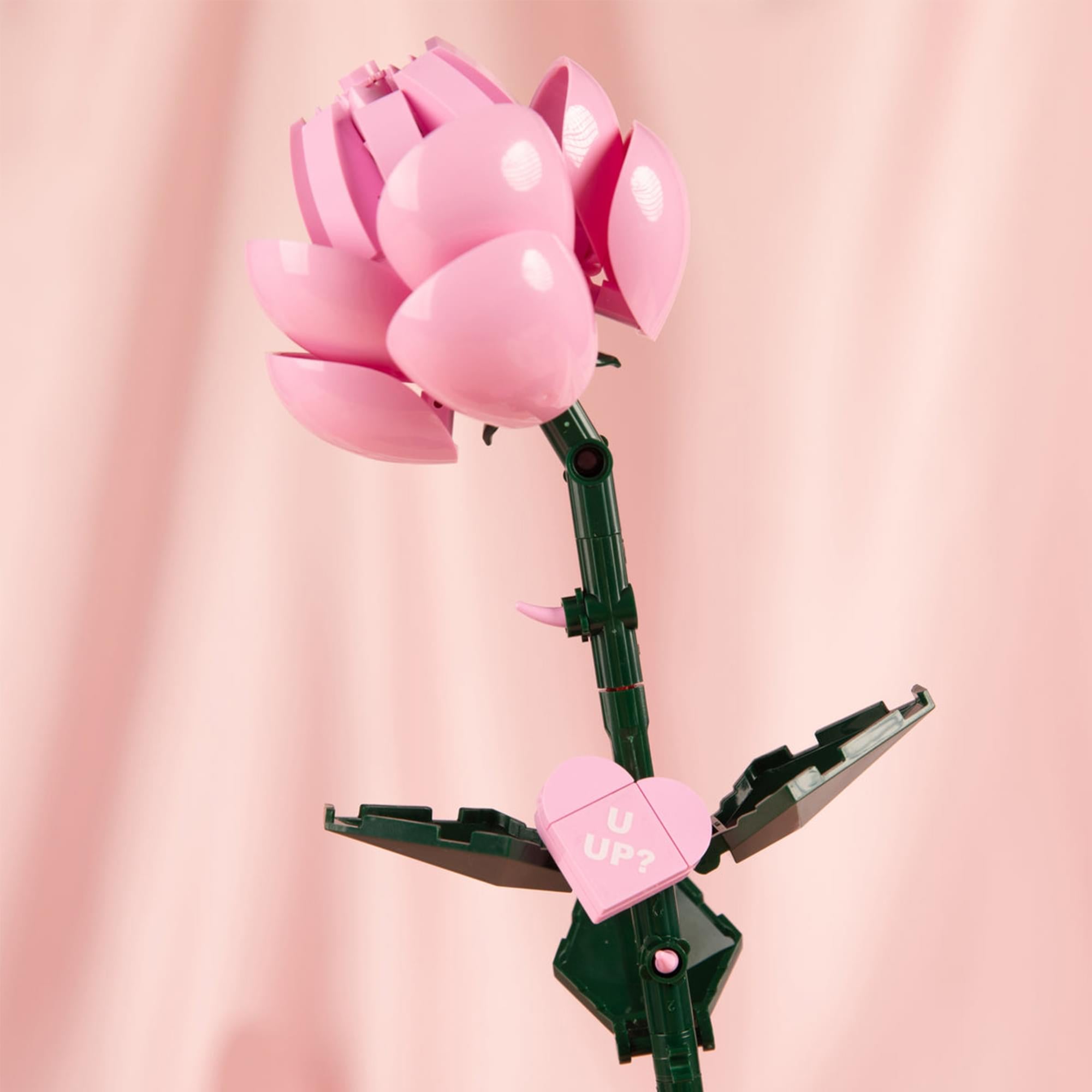 Bricktanicals Long Stem Pink Rose 102 Pieces Building Set
