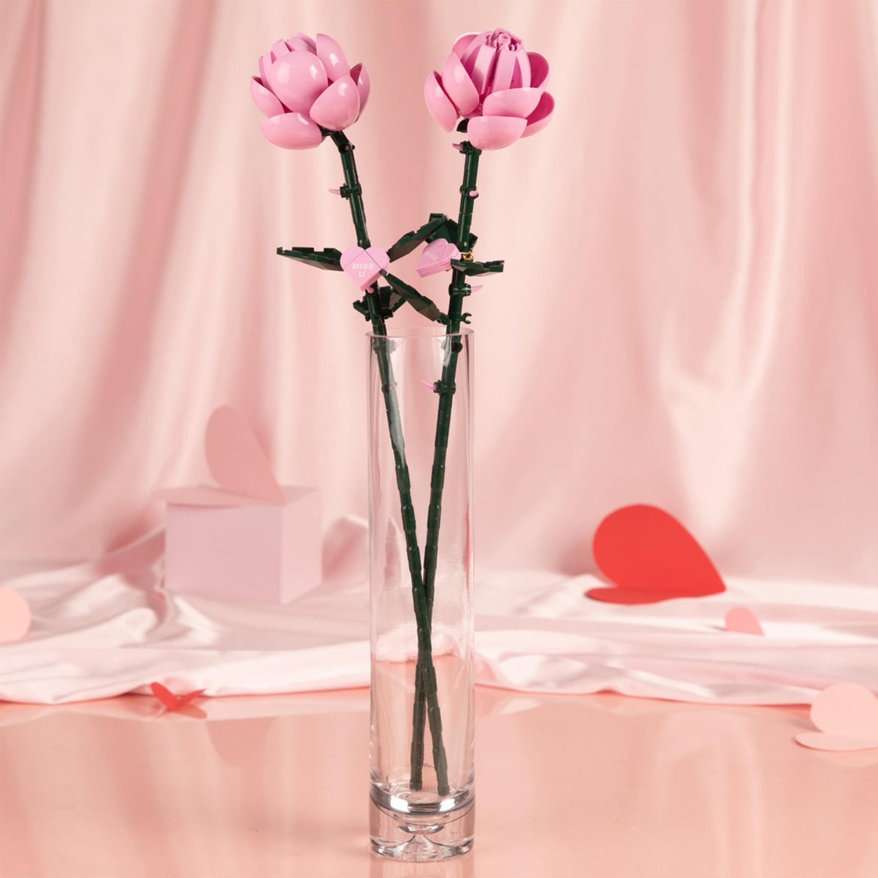 Bricktanicals Long Stem Pink Rose 102 Pieces Building Set