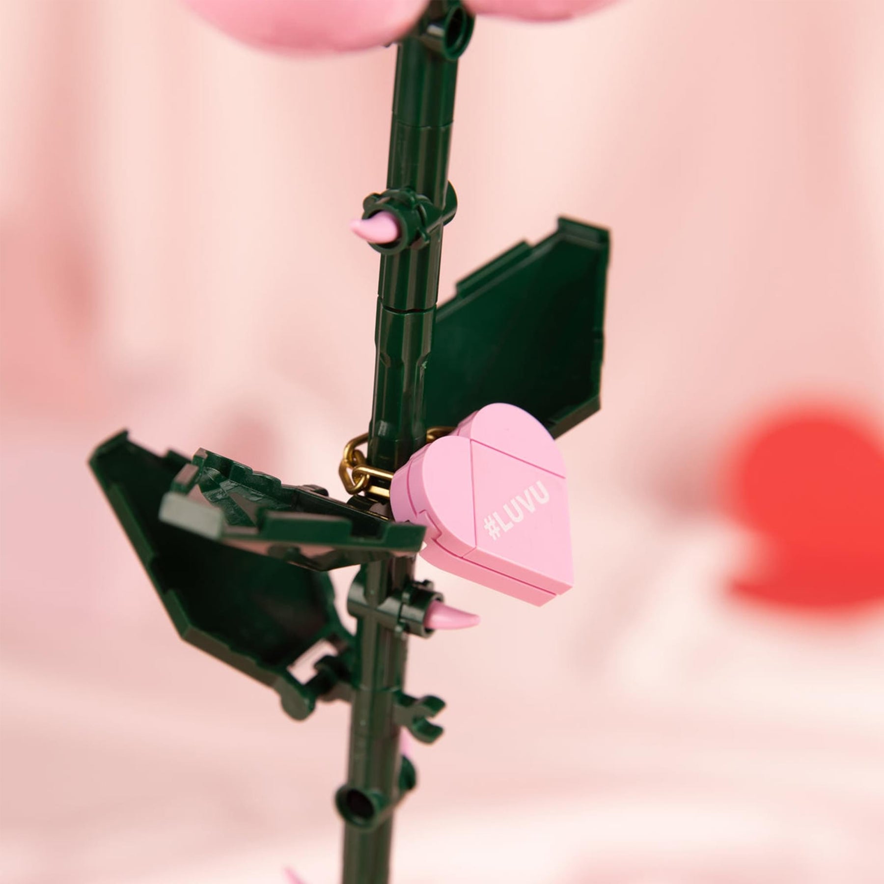 Bricktanicals Long Stem Pink Rose 102 Pieces Building Set