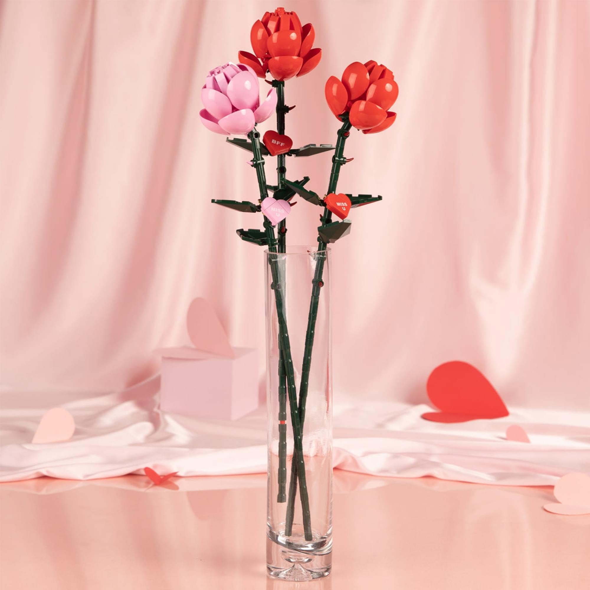 Bricktanicals Long Stem Pink Rose 102 Pieces Building Set