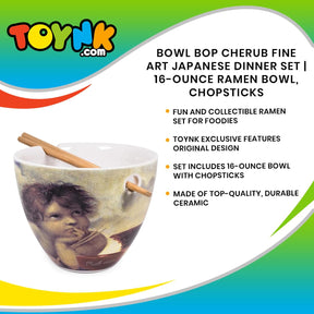 Bowl Bop Cherub Fine Art Japanese Dinner Set | 16-Ounce Ramen Bowl, Chopsticks