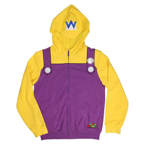 Super Mario Wario Adult Costume Zip Up Hoodie