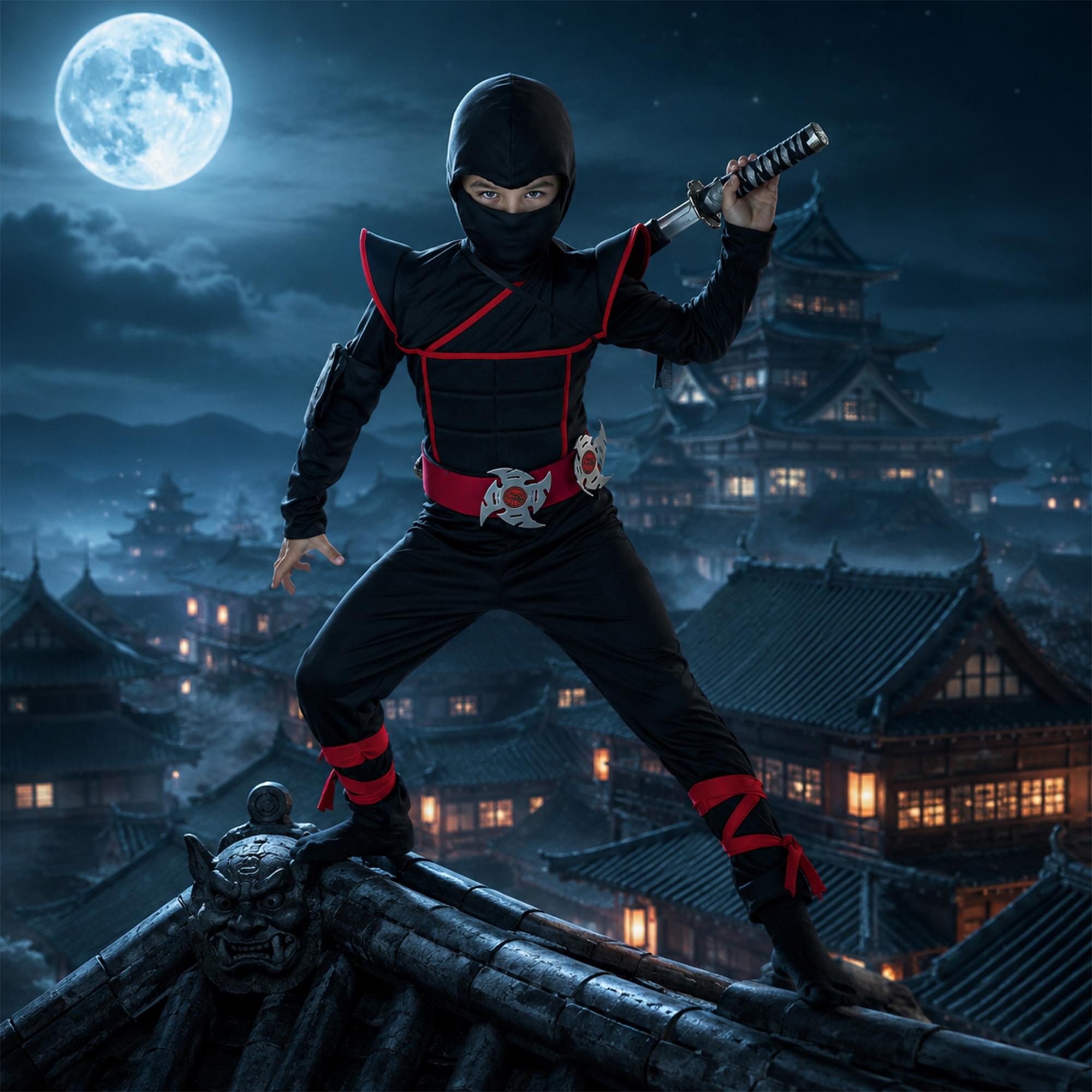 Stealth Ninja Warrior Jumpsuit Child Costume