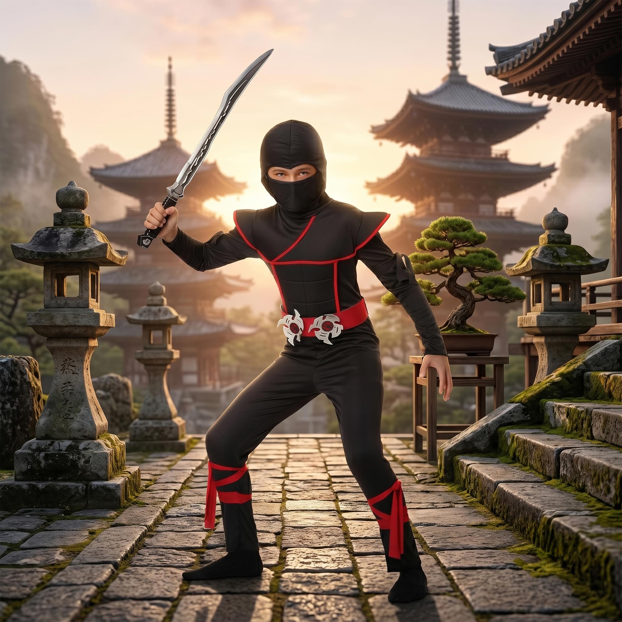 Stealth Ninja Warrior Jumpsuit Child Costume