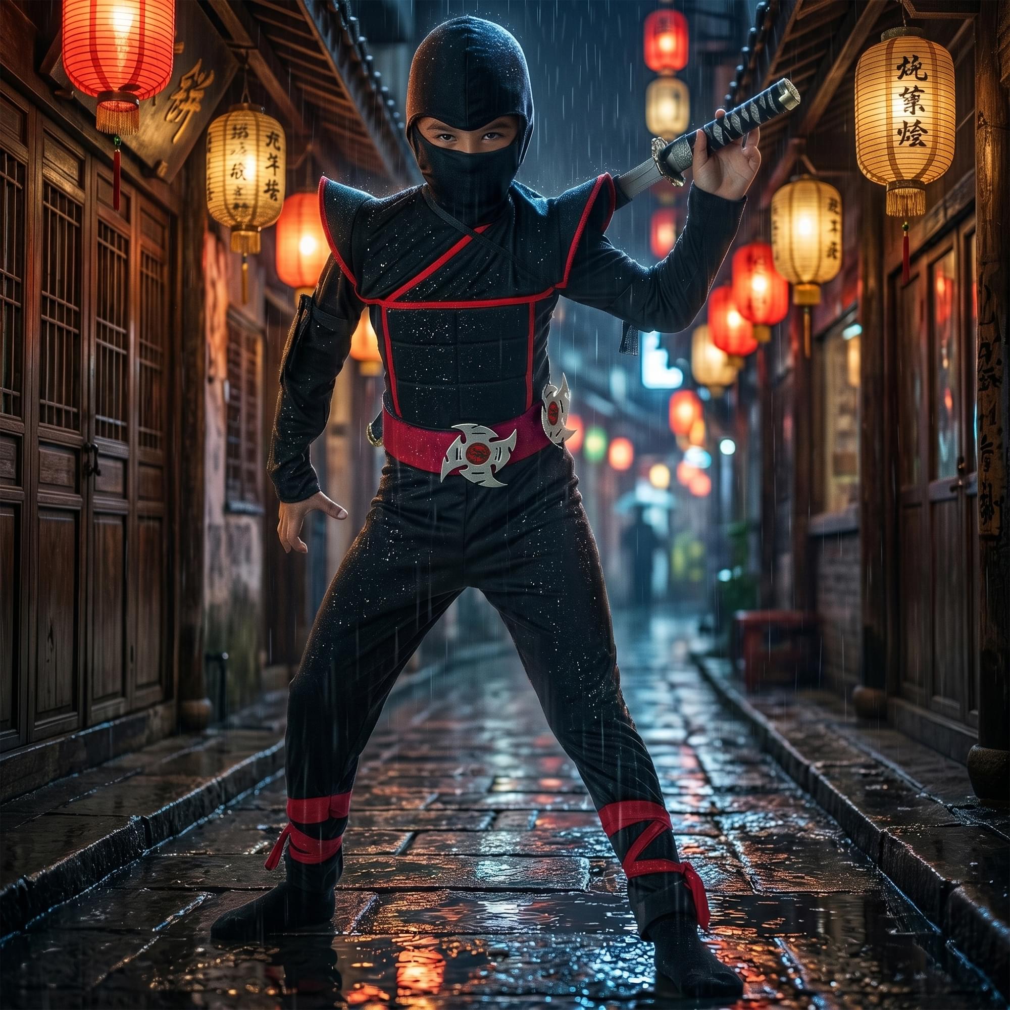 Stealth Ninja Warrior Jumpsuit Child Costume