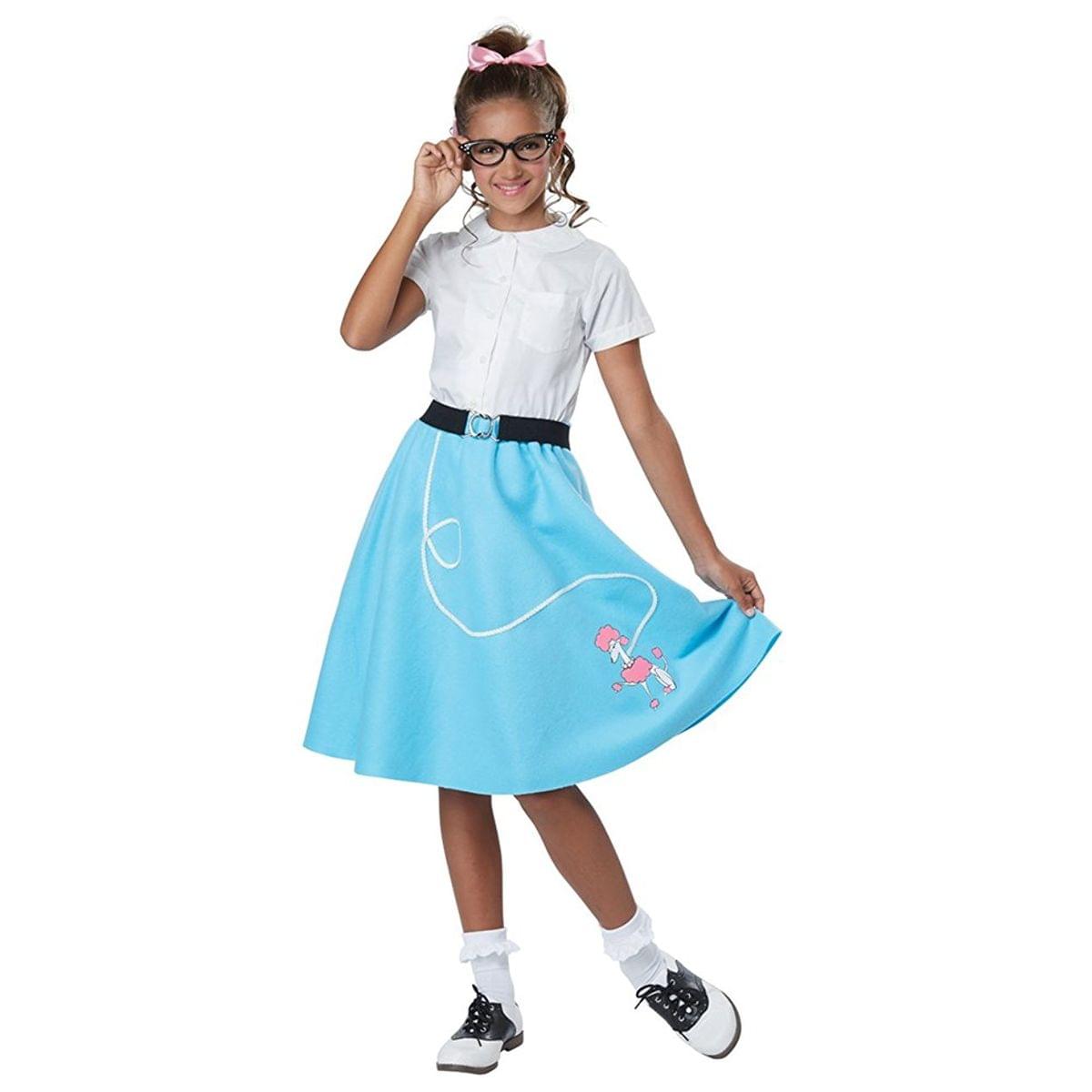 50's Poodle Skirt Child Costume, Blue