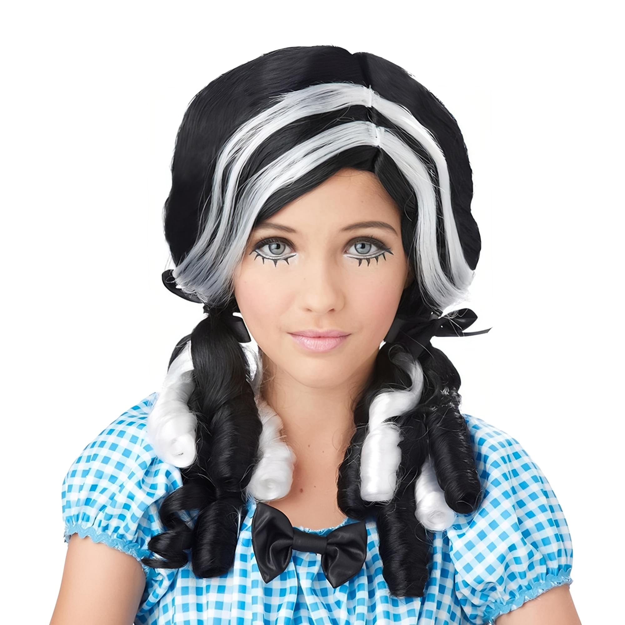 Black and White Doll Curls Costume Wig