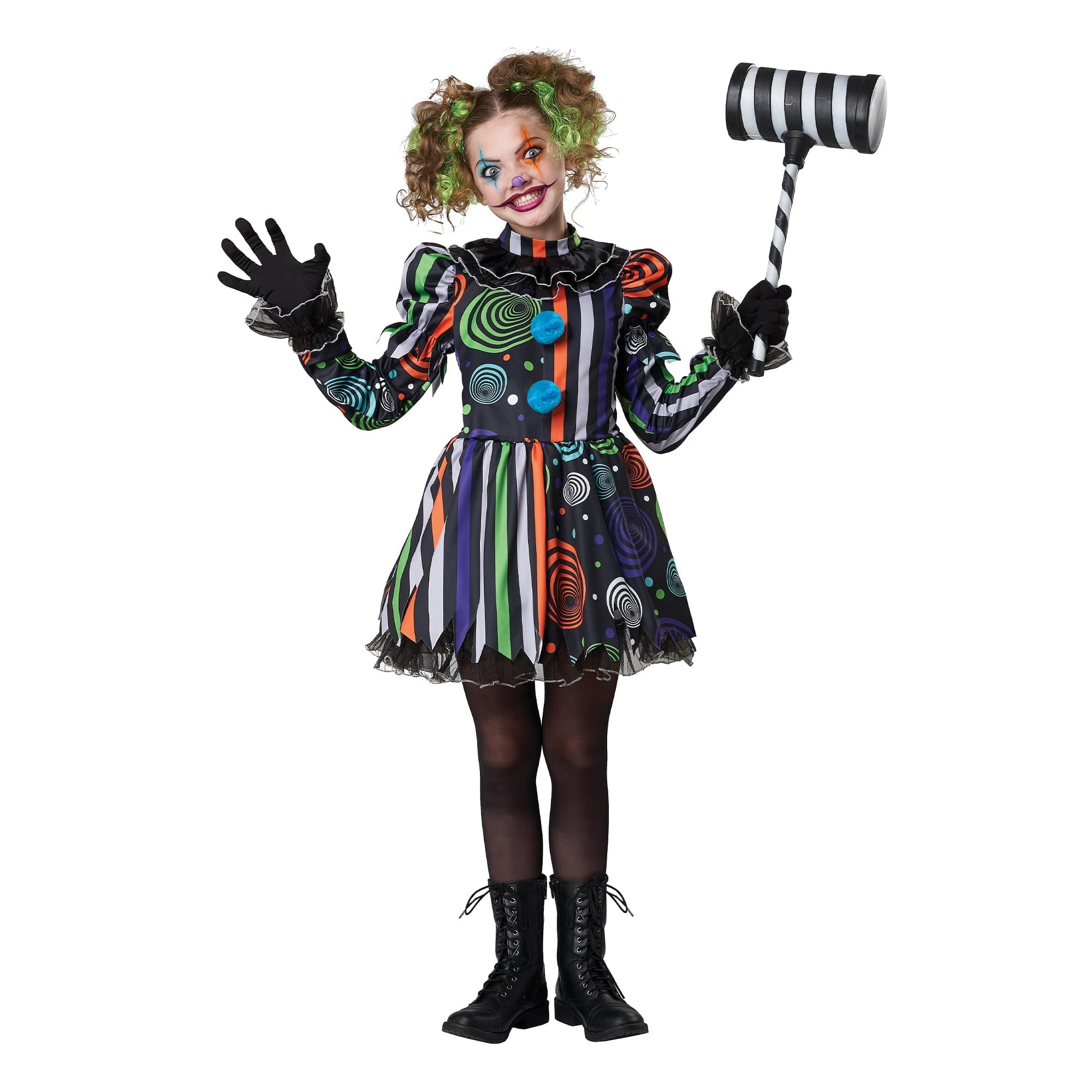 Neon Nightmare Clown Child Costume