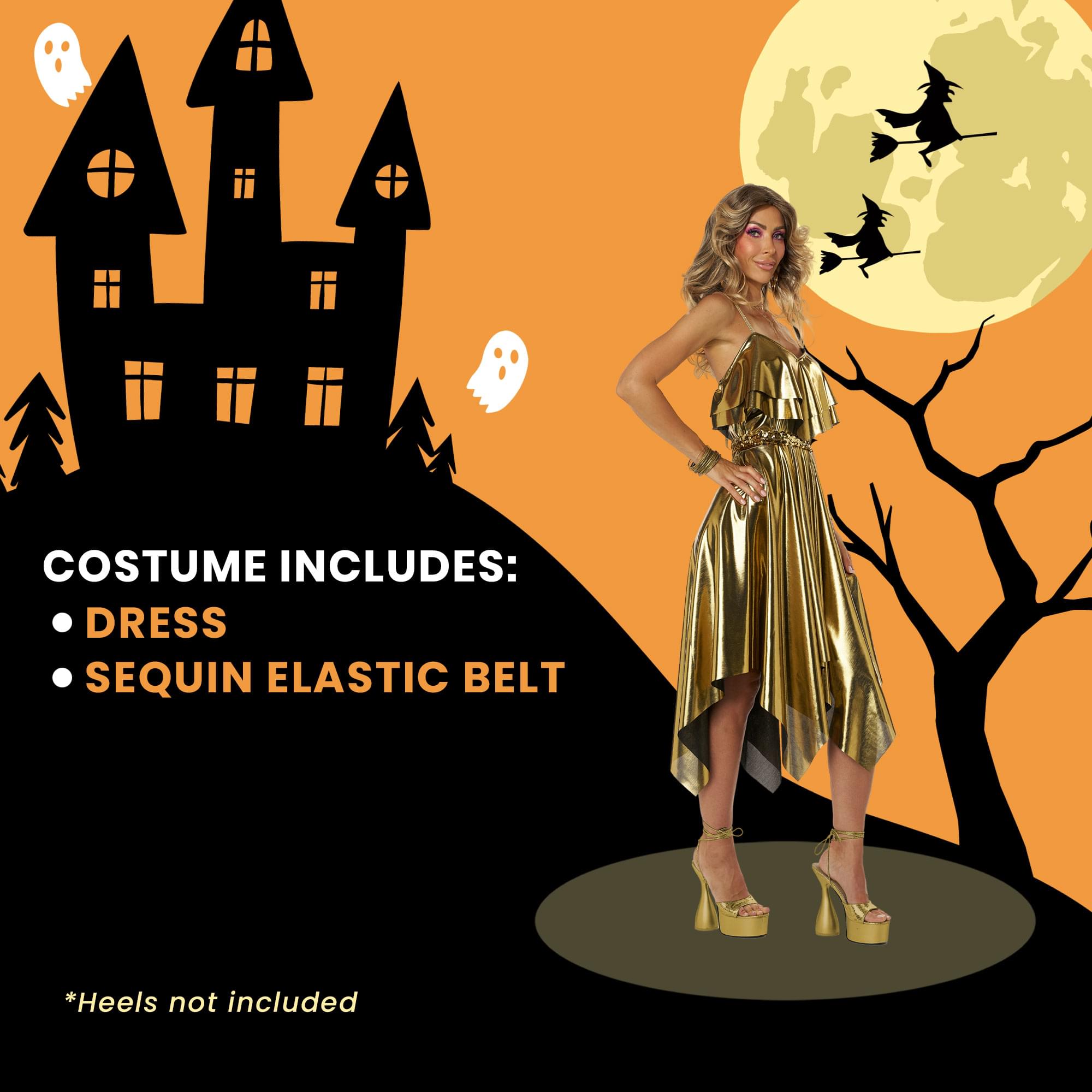 70's Gold Disco Dress Adult Costume