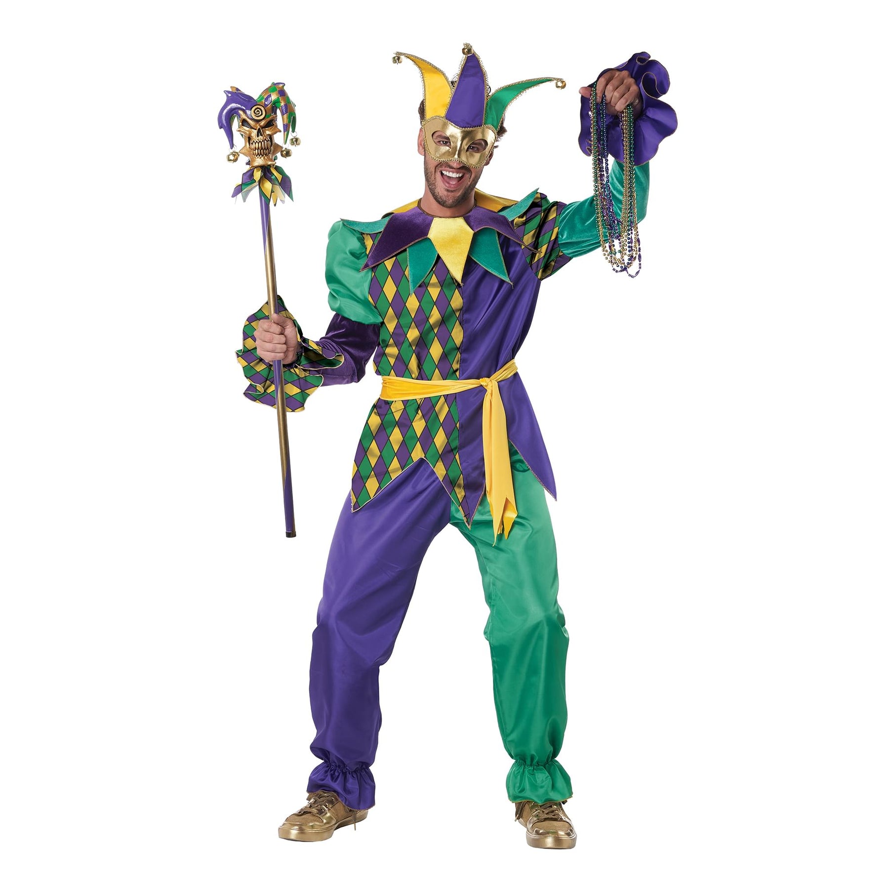 Deluxe Mardi Gras Jester Adult Costume