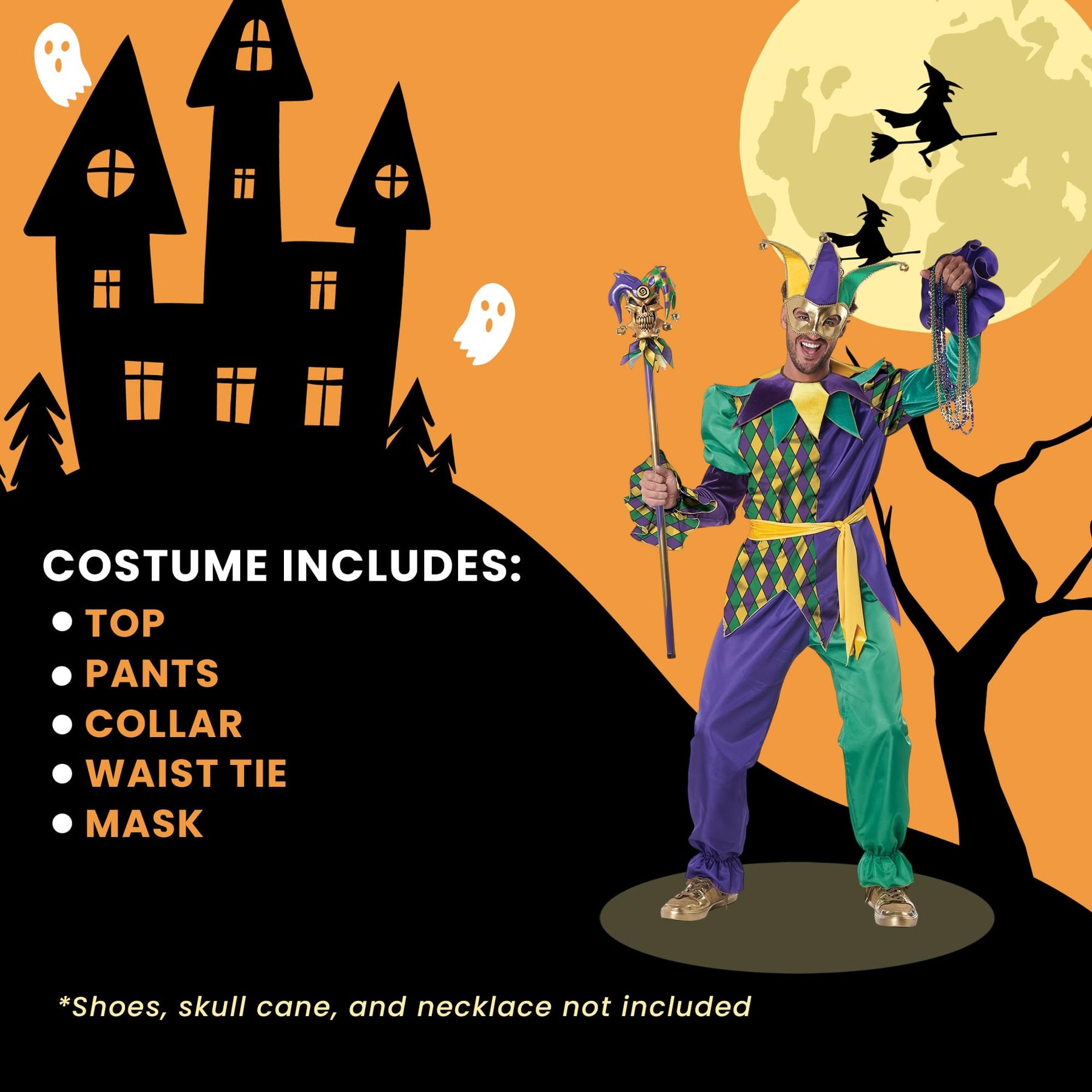 Deluxe Mardi Gras Jester Adult Costume