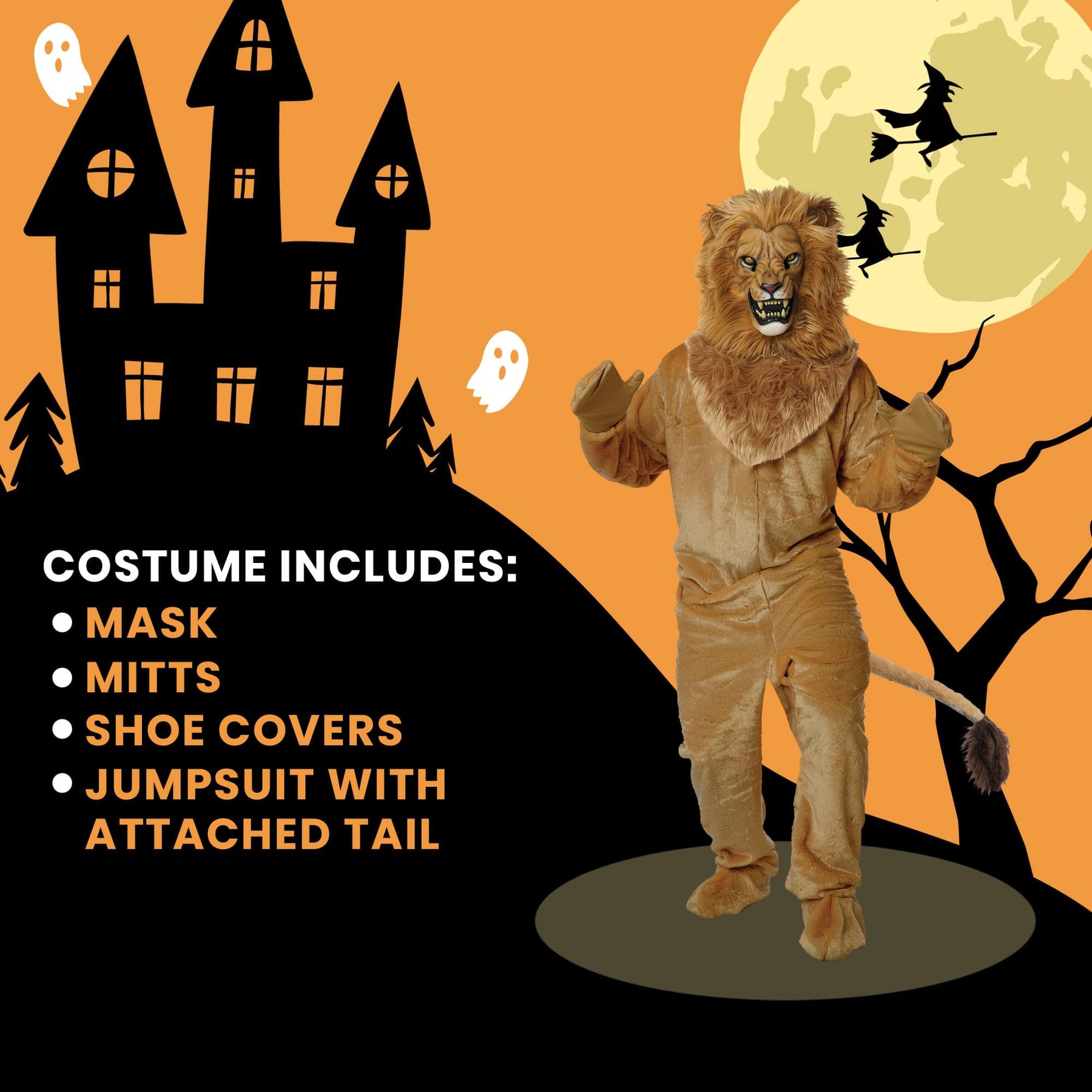 Lion Jumpsuit with Mask Adult Costume