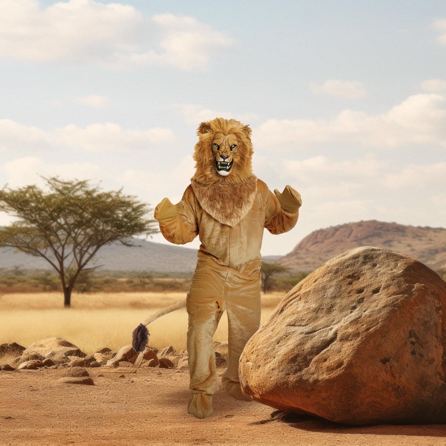 Lion Jumpsuit with Mask Adult Costume