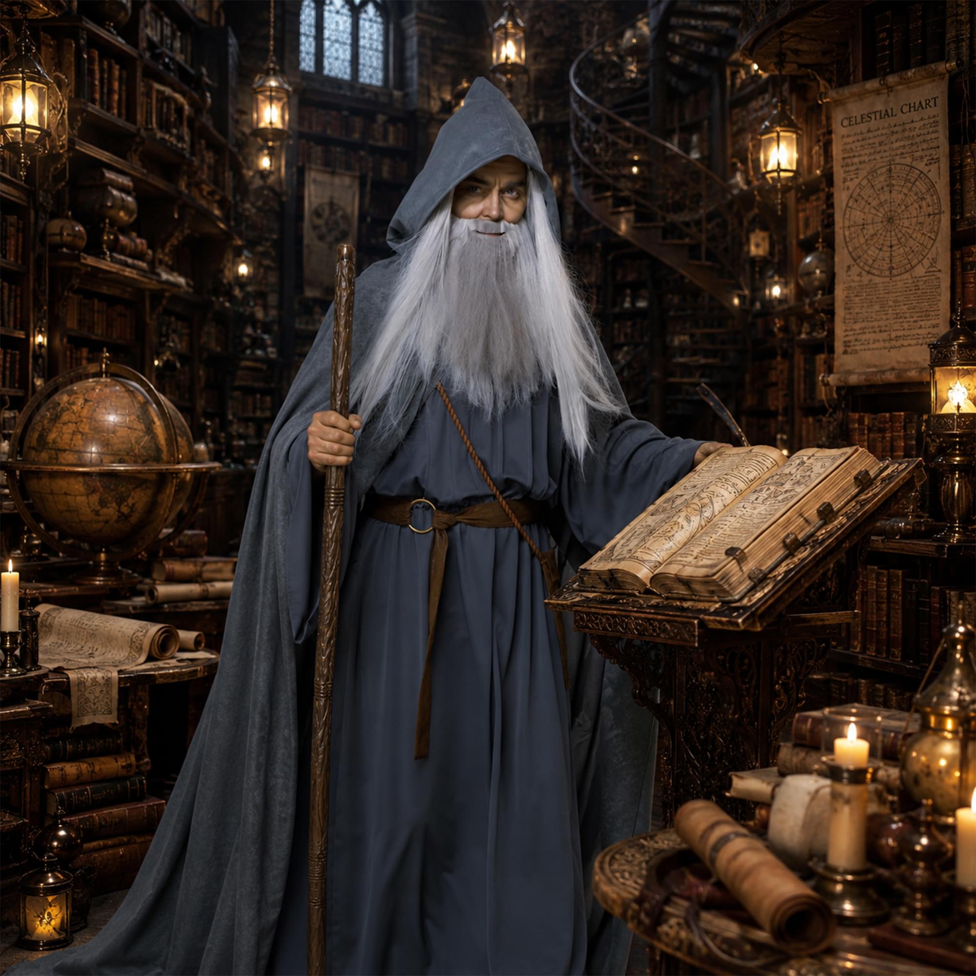 Gray Wandering Wizard Adult Plus Size Costume