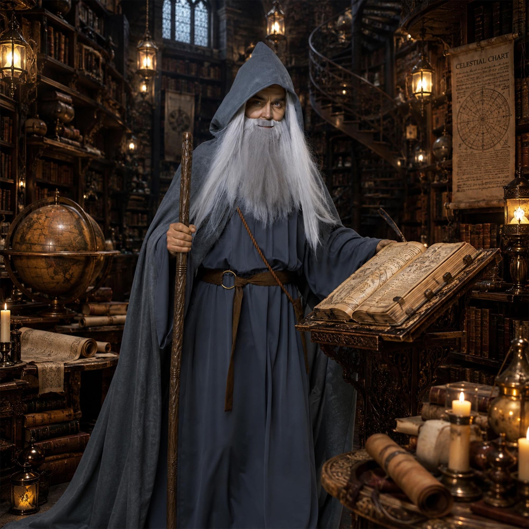 Gray Wandering Wizard Adult Plus Size Costume