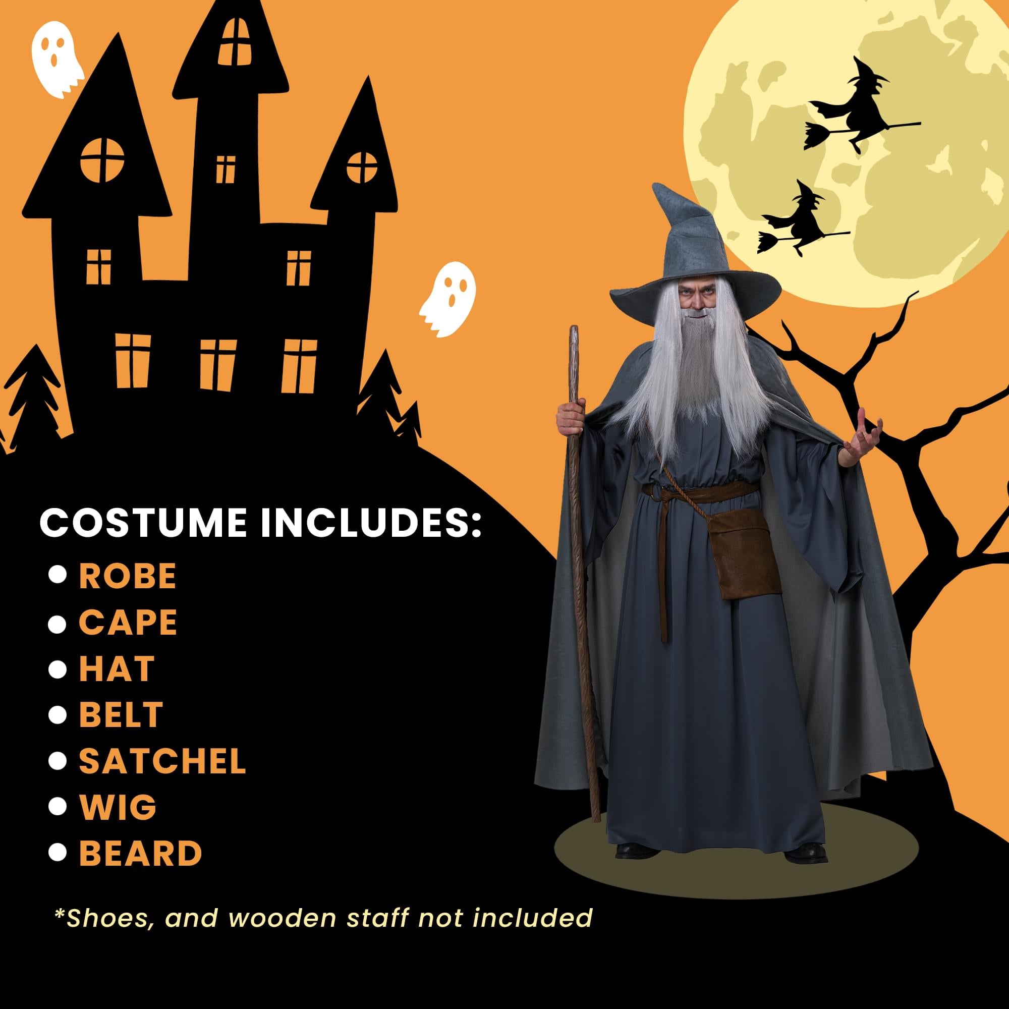 Gray Wandering Wizard Adult Plus Size Costume