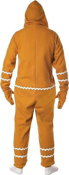 Gingerbread Man Adult Fleece Jumpsuit Costume