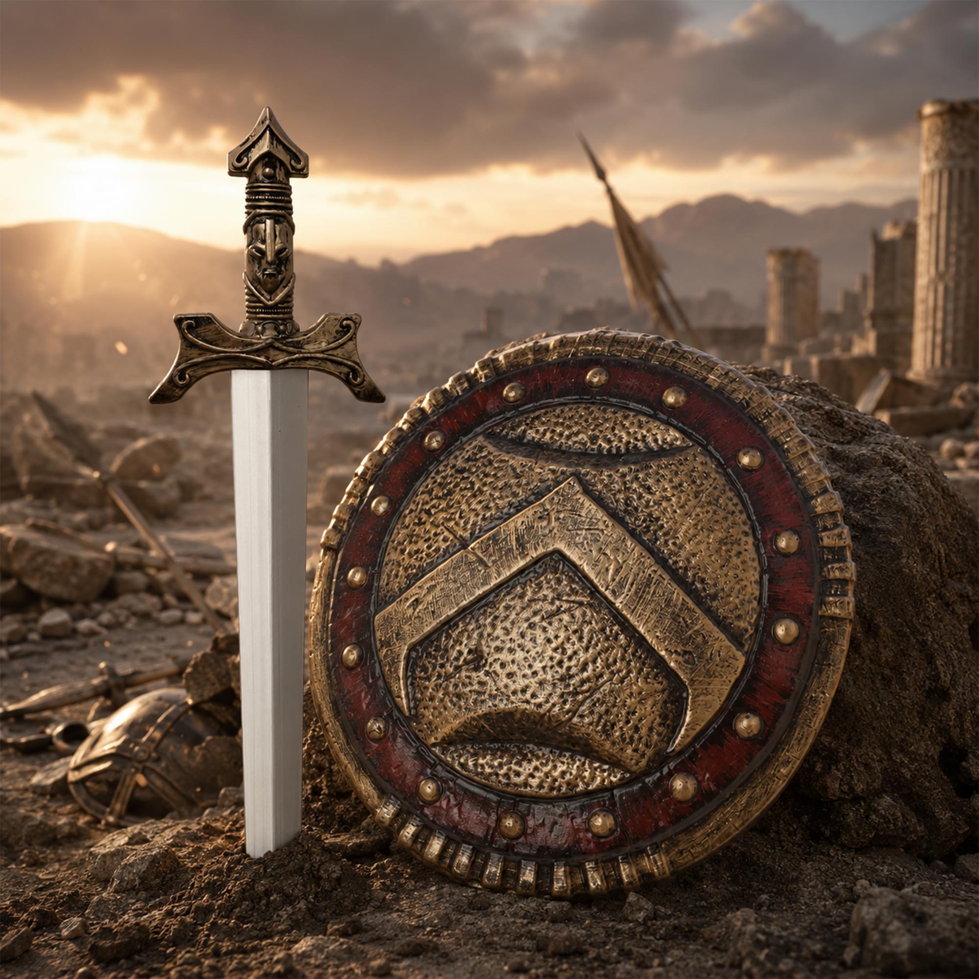 Spartan Combat Shield & Sword Costume Accessory Set