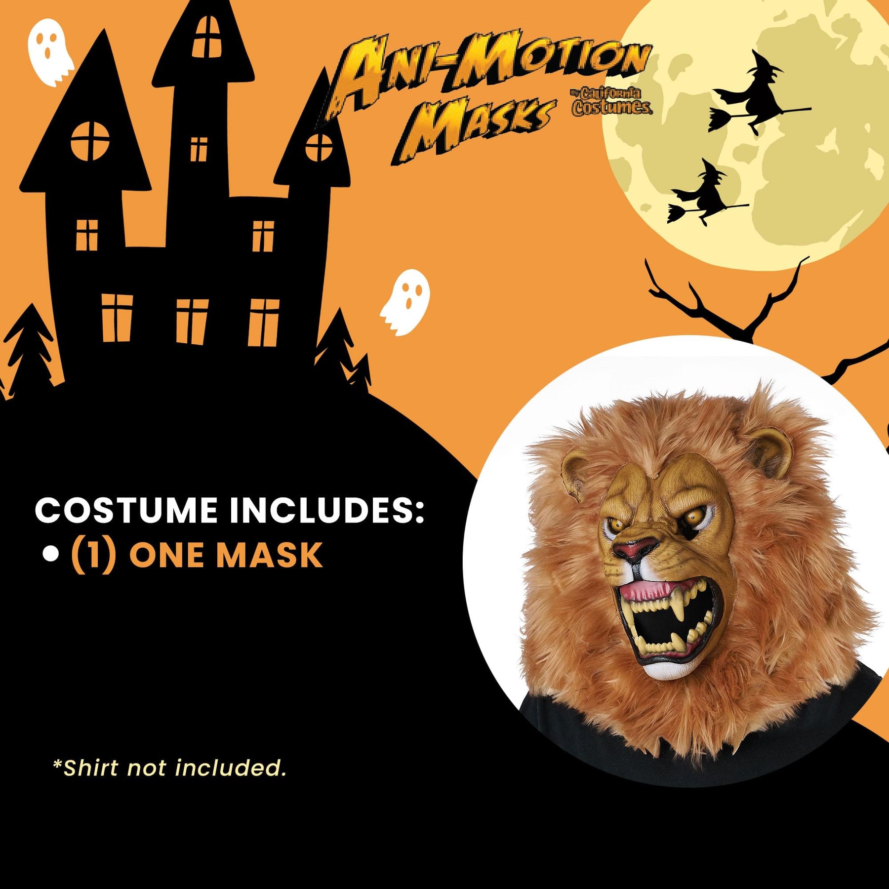 Lion Ani-Motion Costume Mask | One Size Fits Most