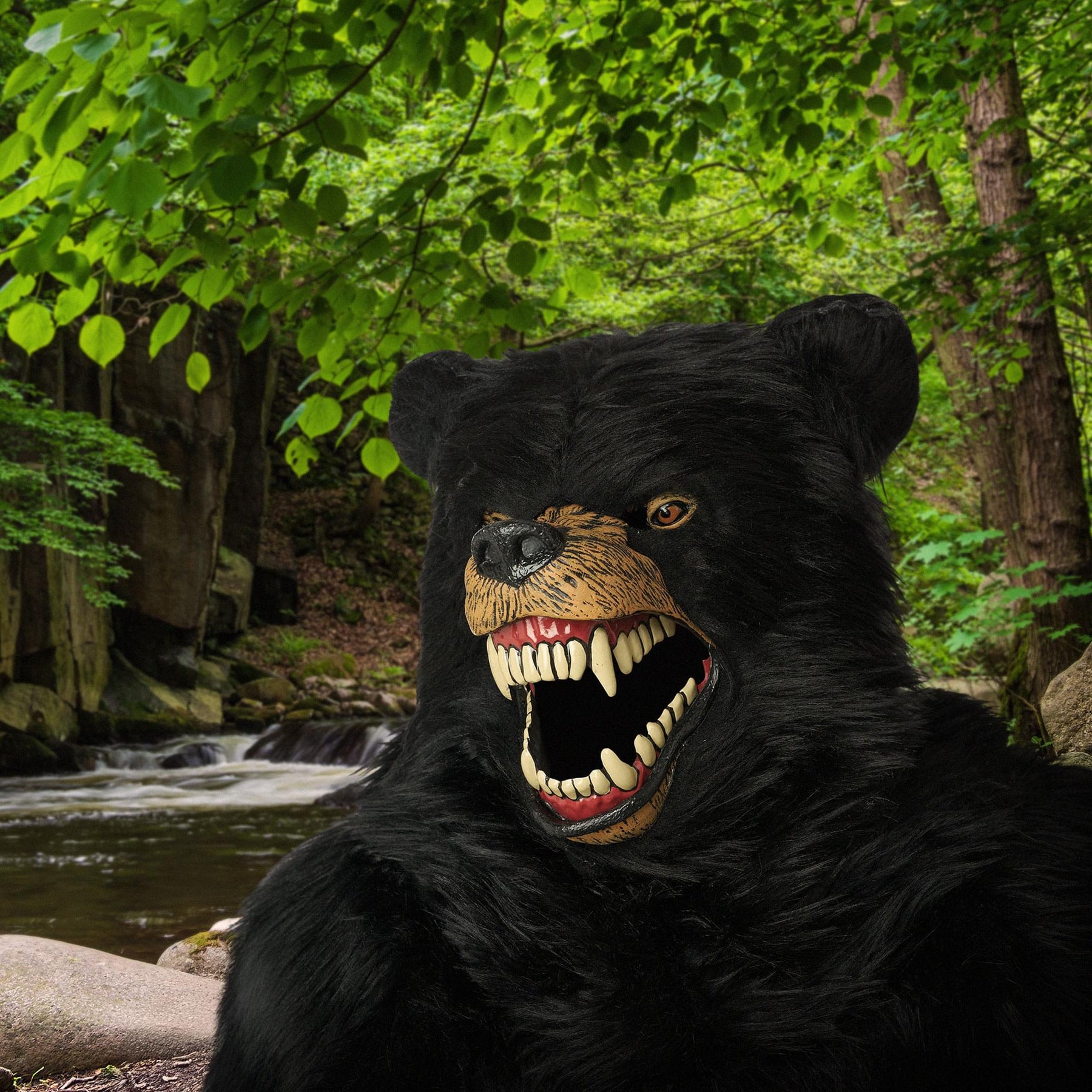 Black Bear Ani-Motion Costume Mask | One Size Fits Most