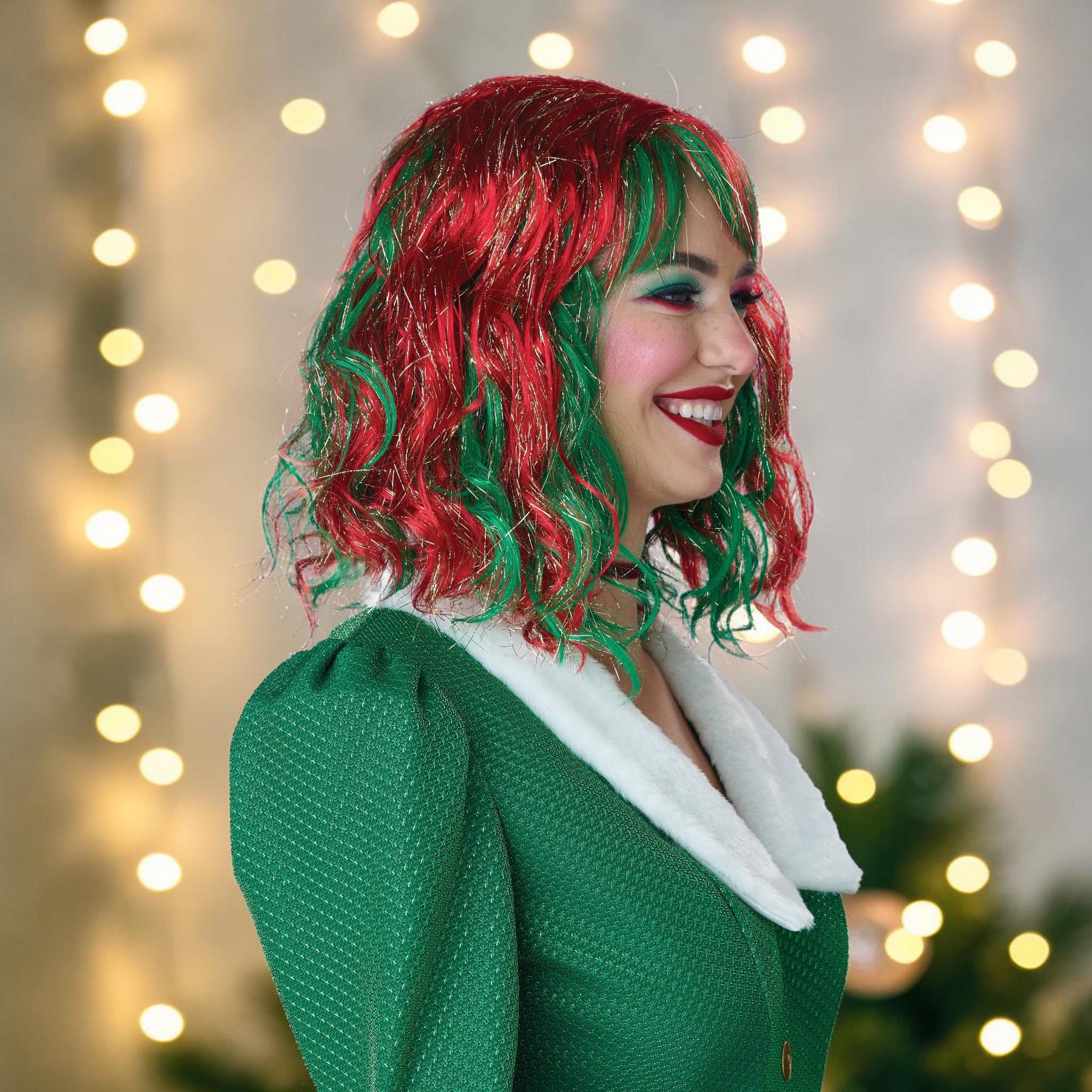Shimmering Holiday Bob Adult Costume Wig | One Size Fits Most