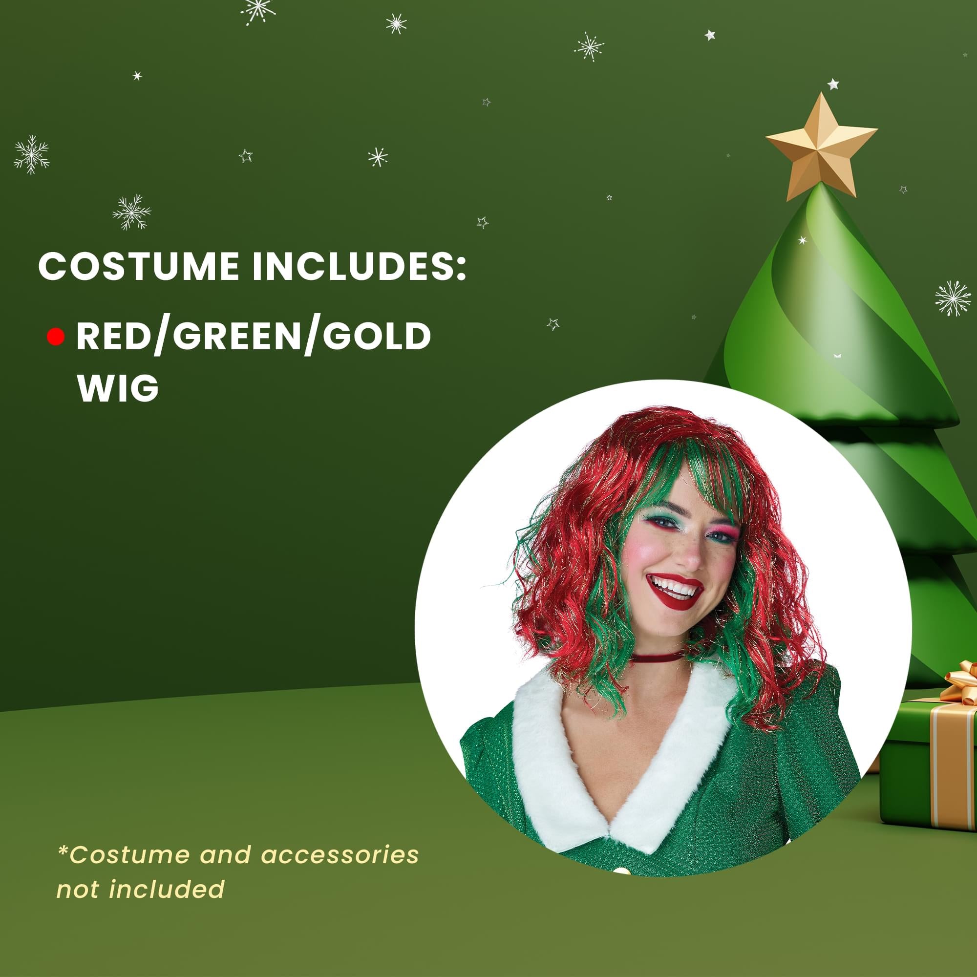 Shimmering Holiday Bob Adult Costume Wig | One Size Fits Most