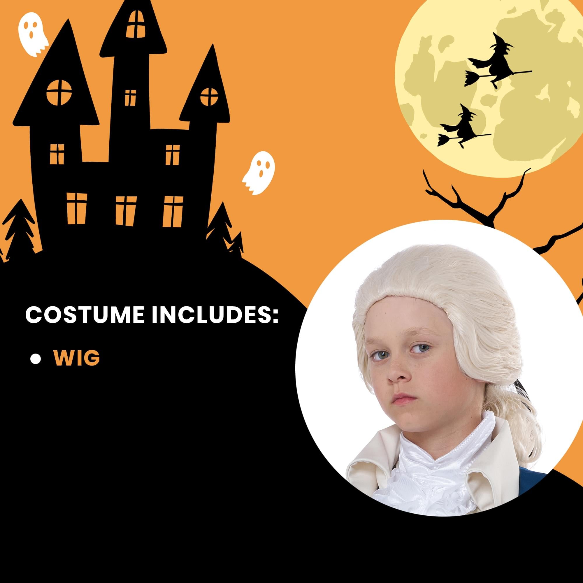 Alexander Hamilton Wig Child Costume One Size Fits Most