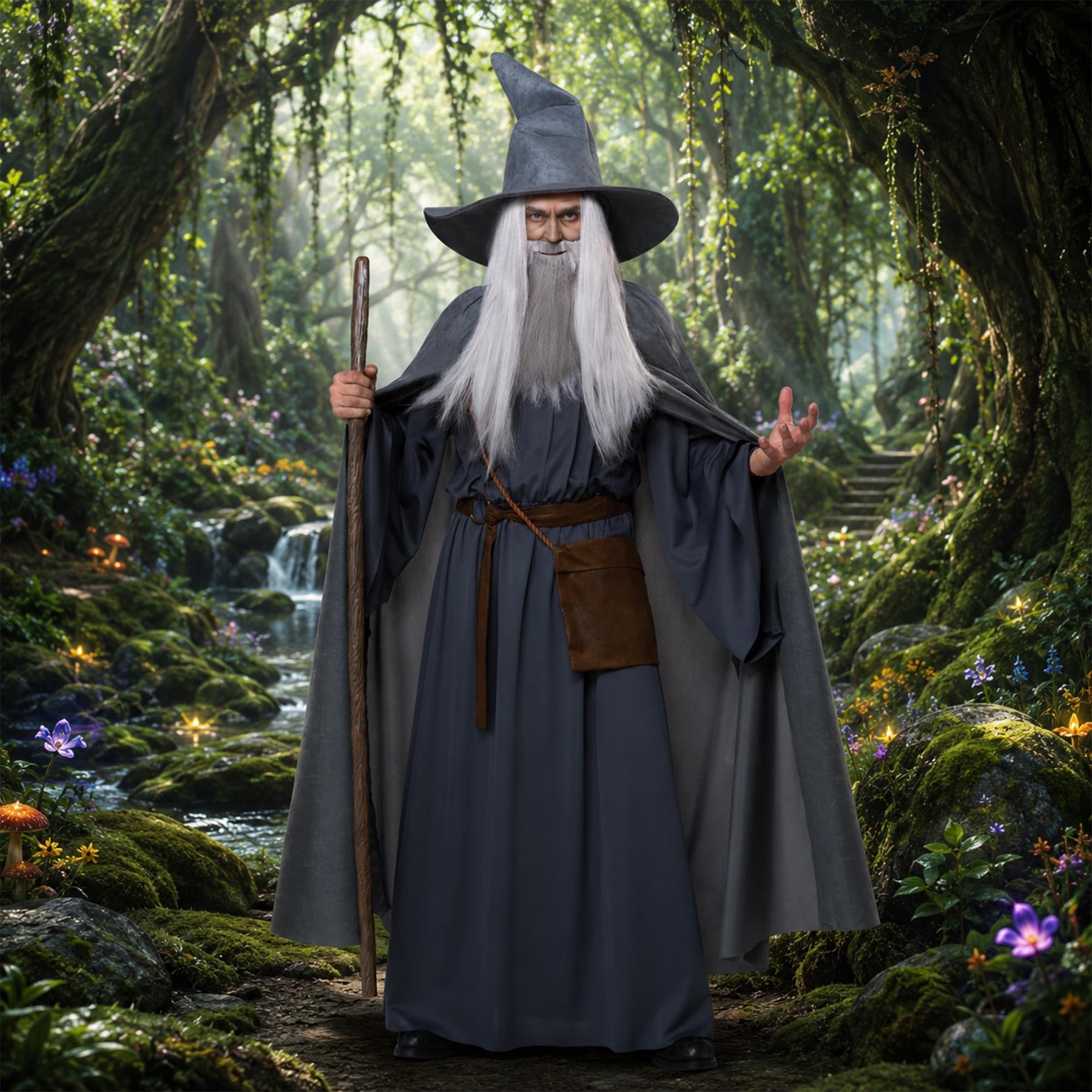 Gray Wandering Wizard Adult Plus Size Costume