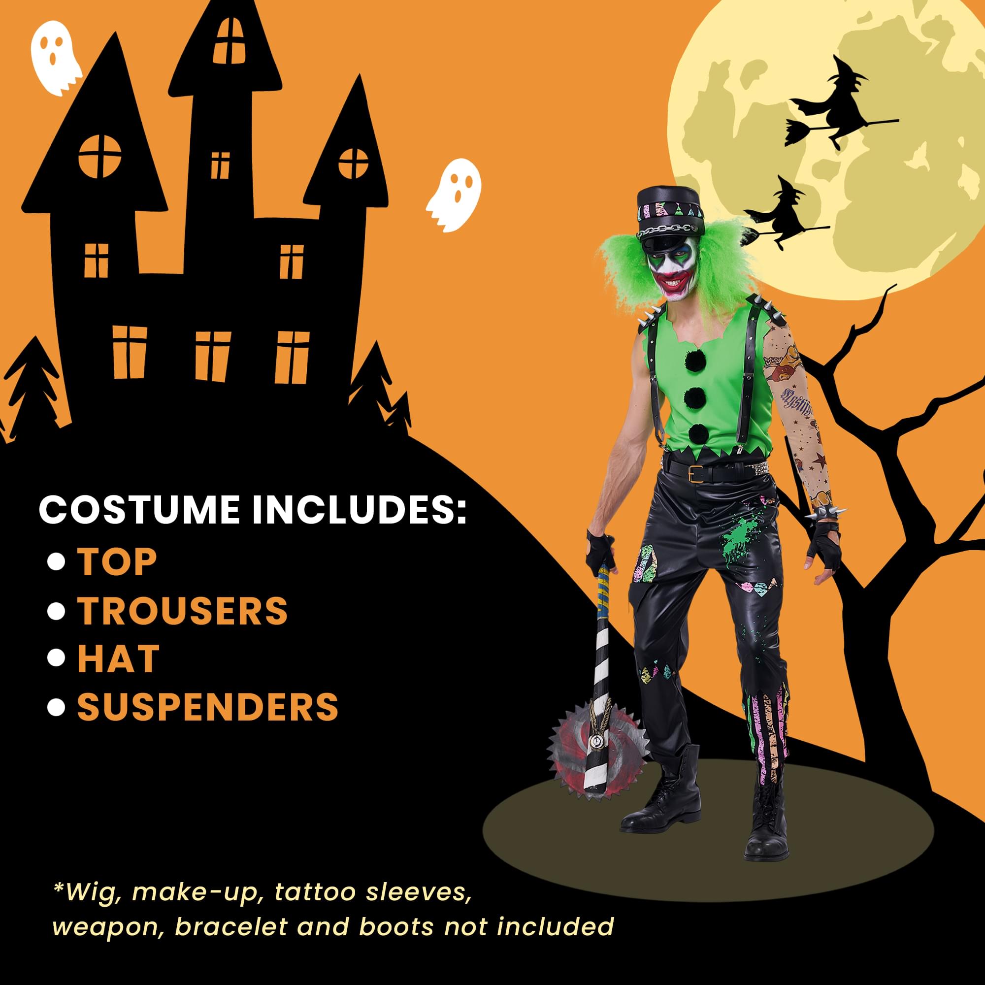 Mens Crazed Clown Costume