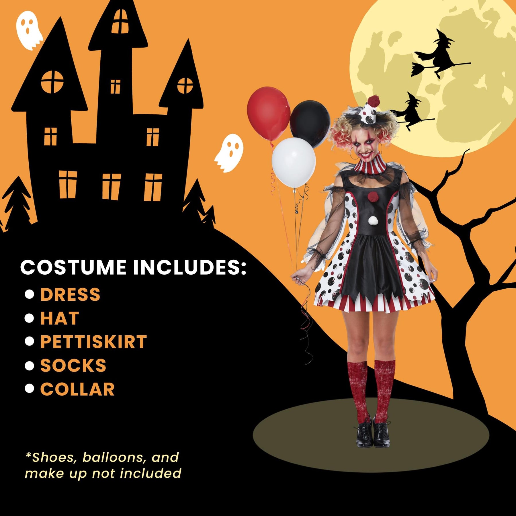 Twisted Clown Adult Costume | Medium