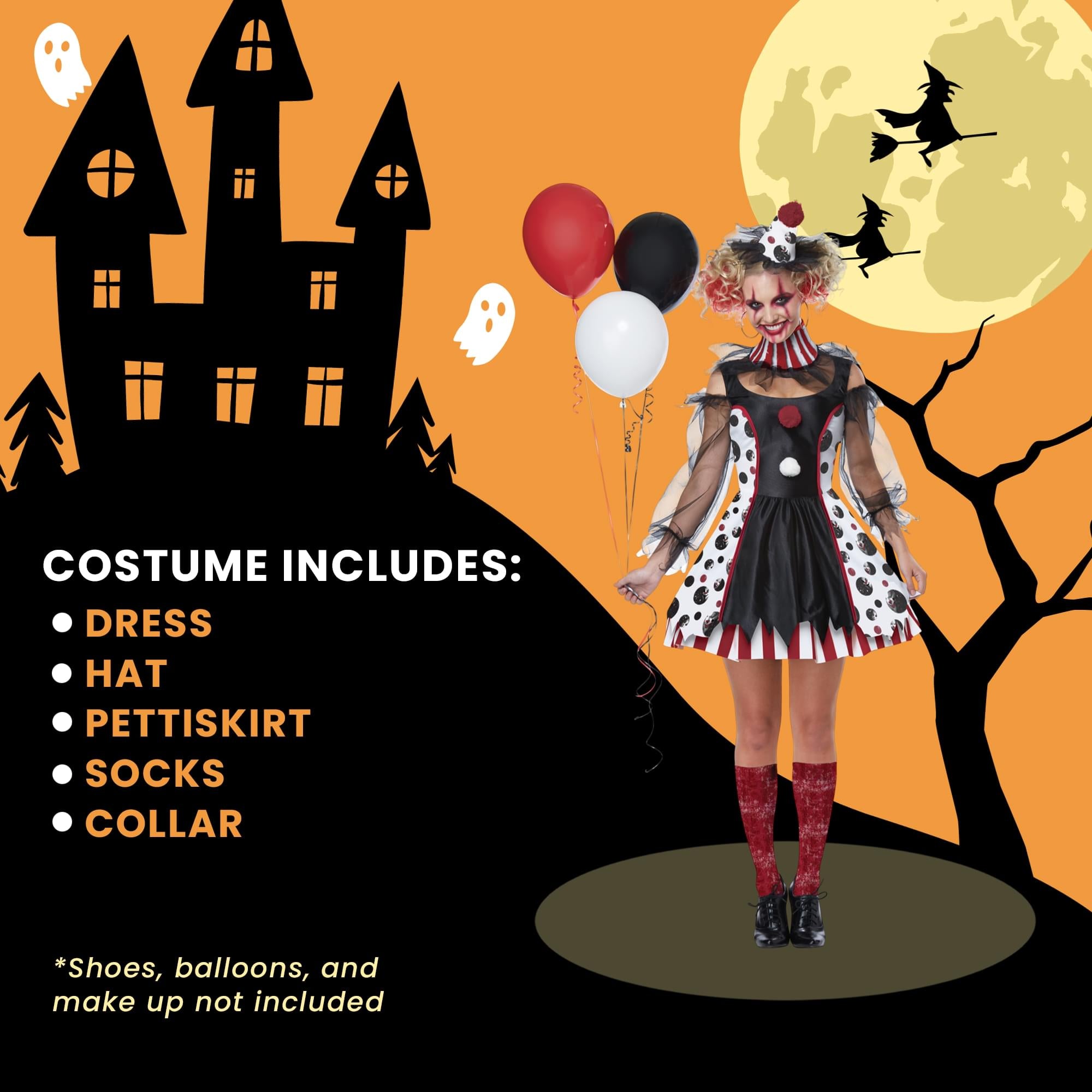 Twisted Clown Adult Costume | Medium