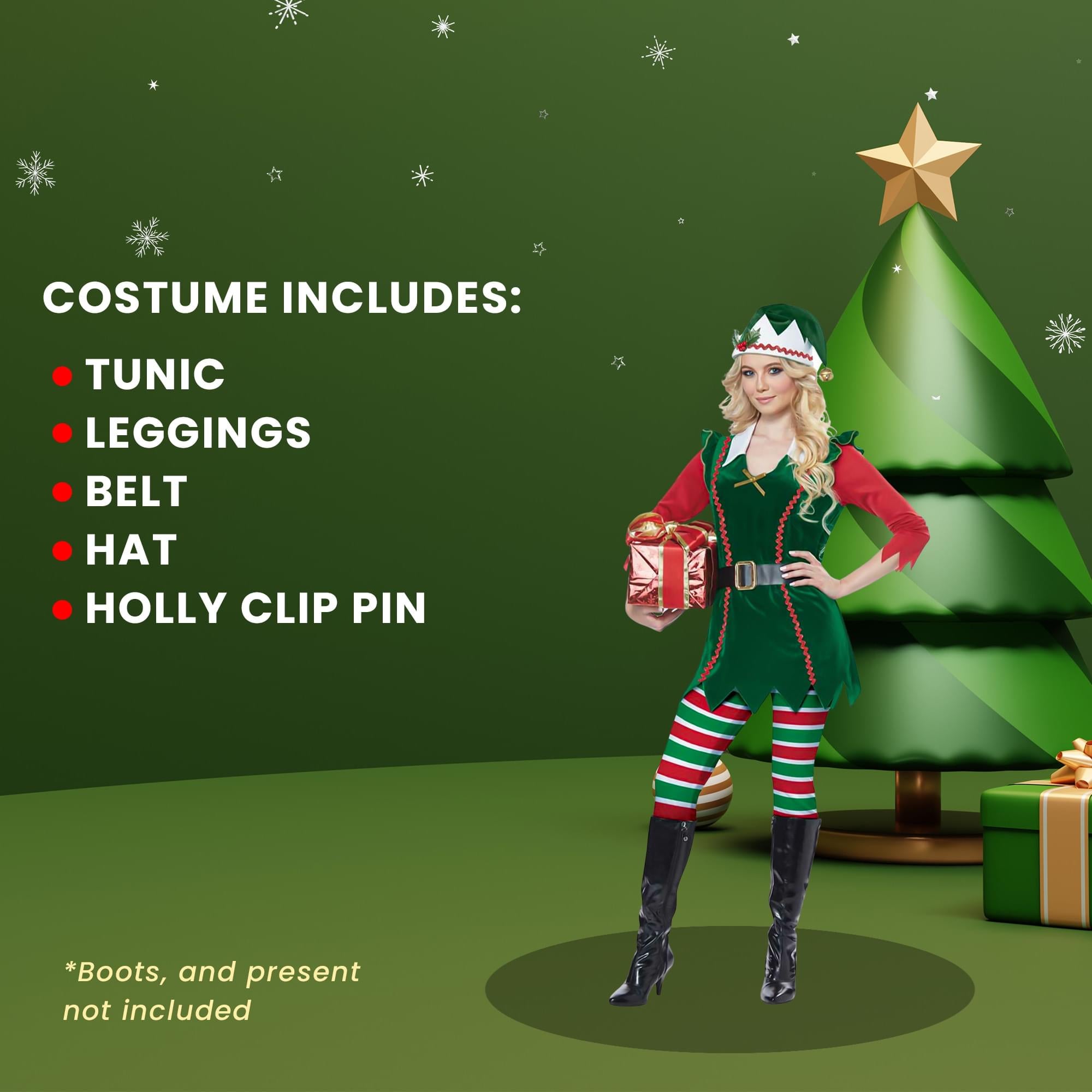 Womens Festive Elf Costume