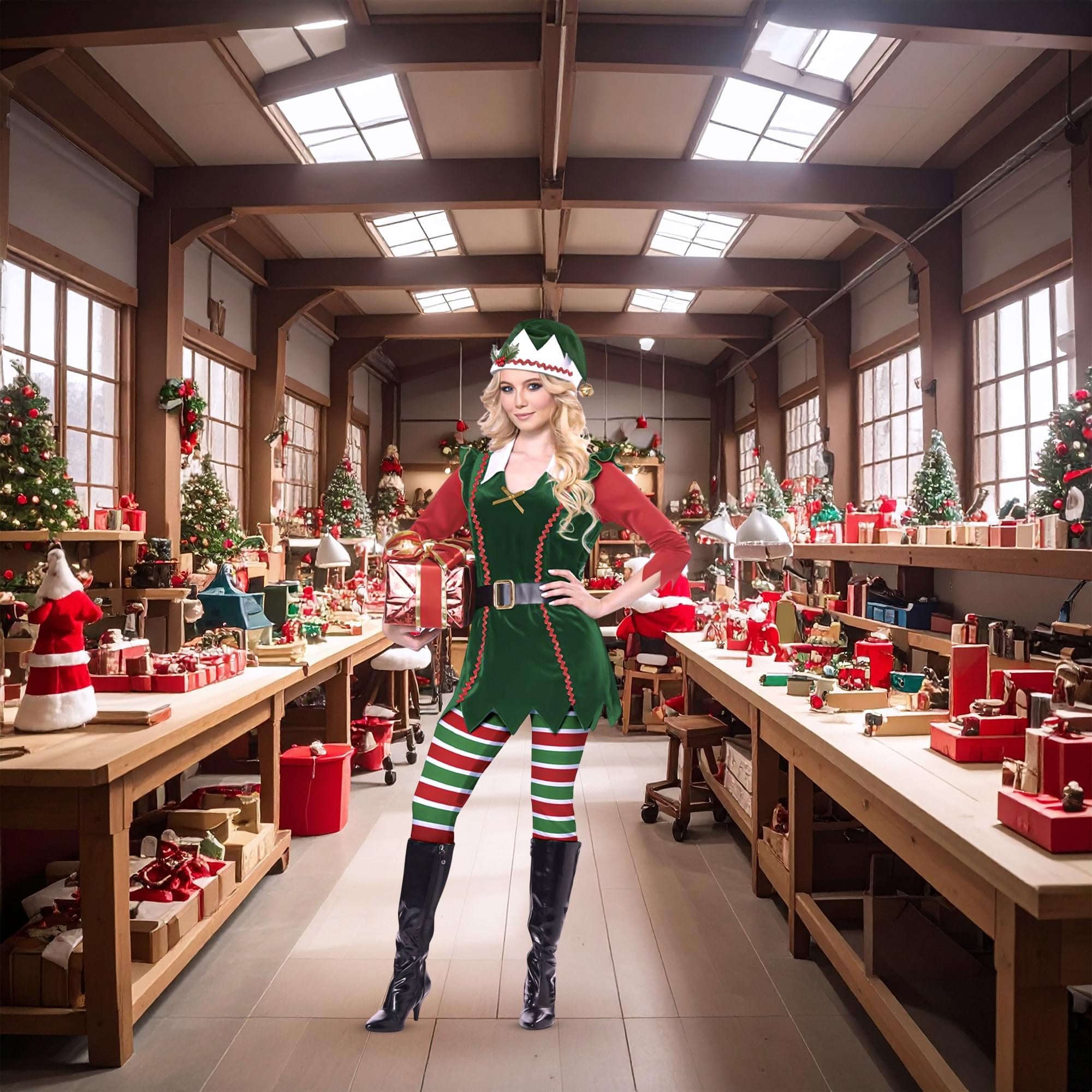 Womens Festive Elf Costume