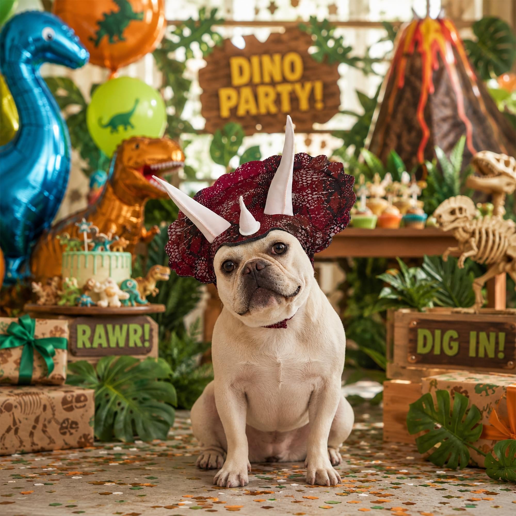Triceradog Horned Dinosaur Dog Costume