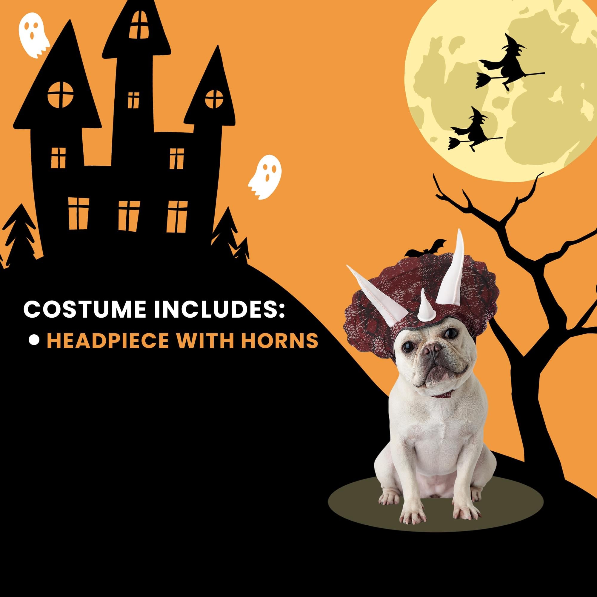 Triceradog Horned Dinosaur Dog Costume