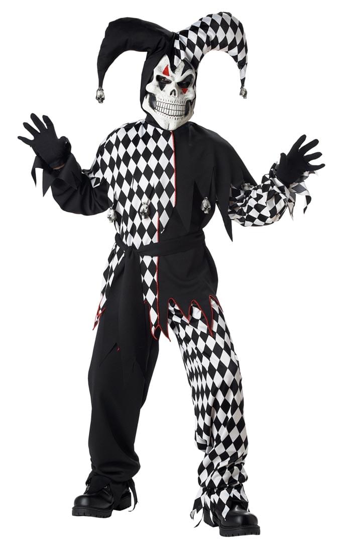 Evil Jester Black And White Costume Child Tween