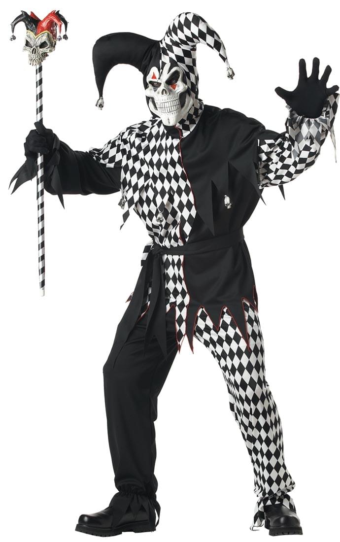 Evil Jester Costume Black & White Adult