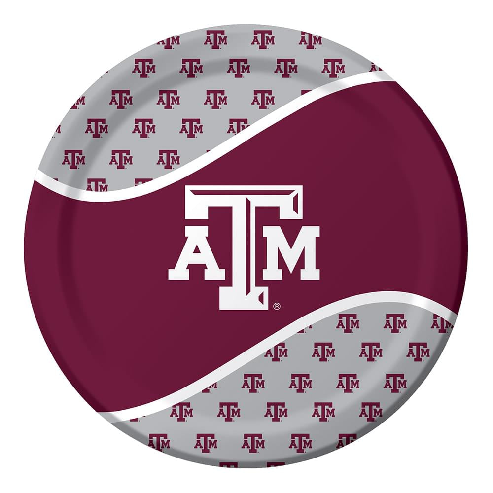 8 Pack 8 3/4 Round Luncheon Plate Texas A&M