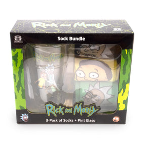 Rick and Morty Pint Glass and Sock Bundle