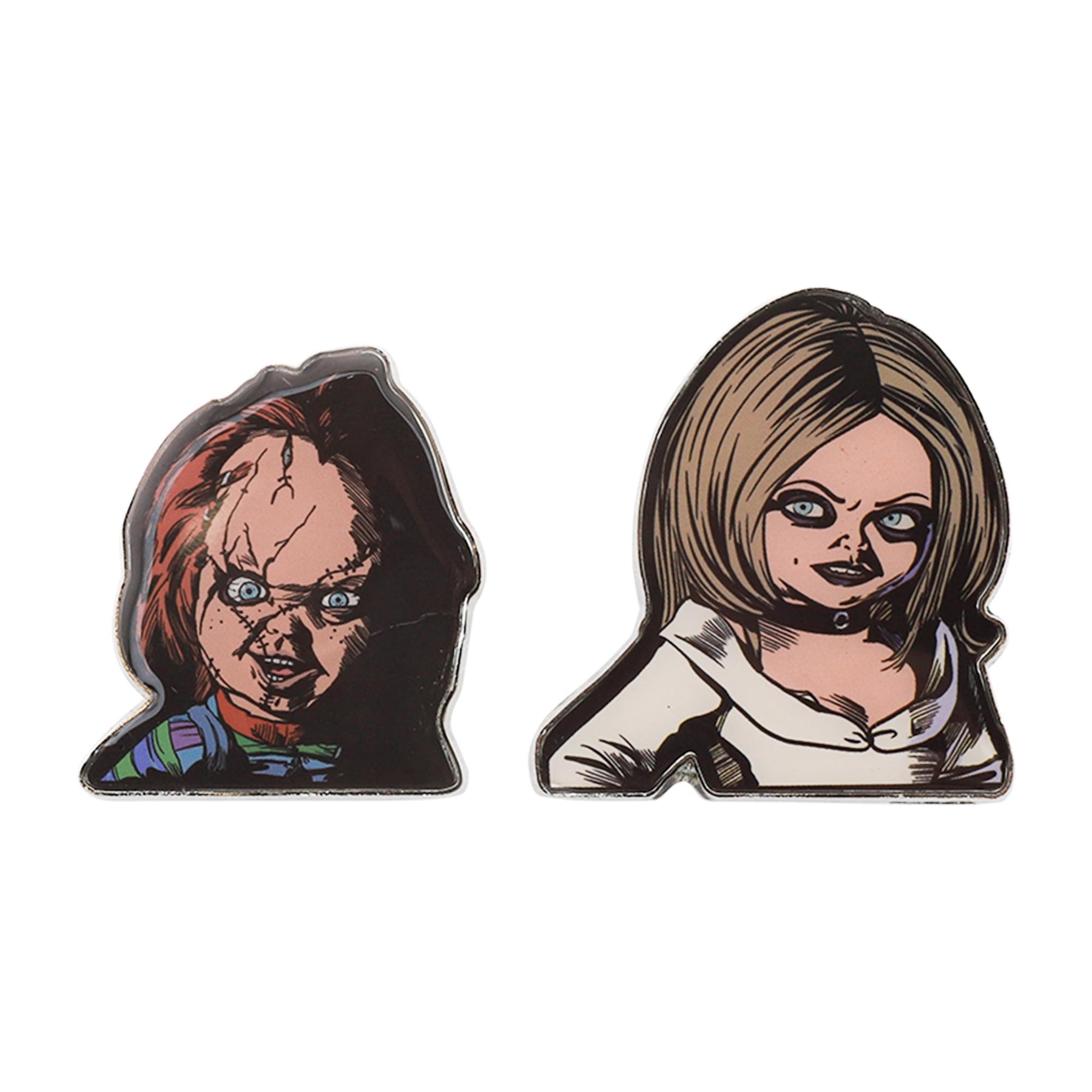 Child's Play Chucky and Tiffany Enamel Pins and Sock Bundle
