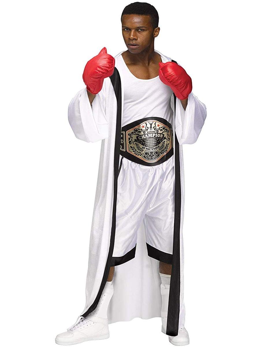 White Hooded Boxing Robe and Shorts Adult Size Standard